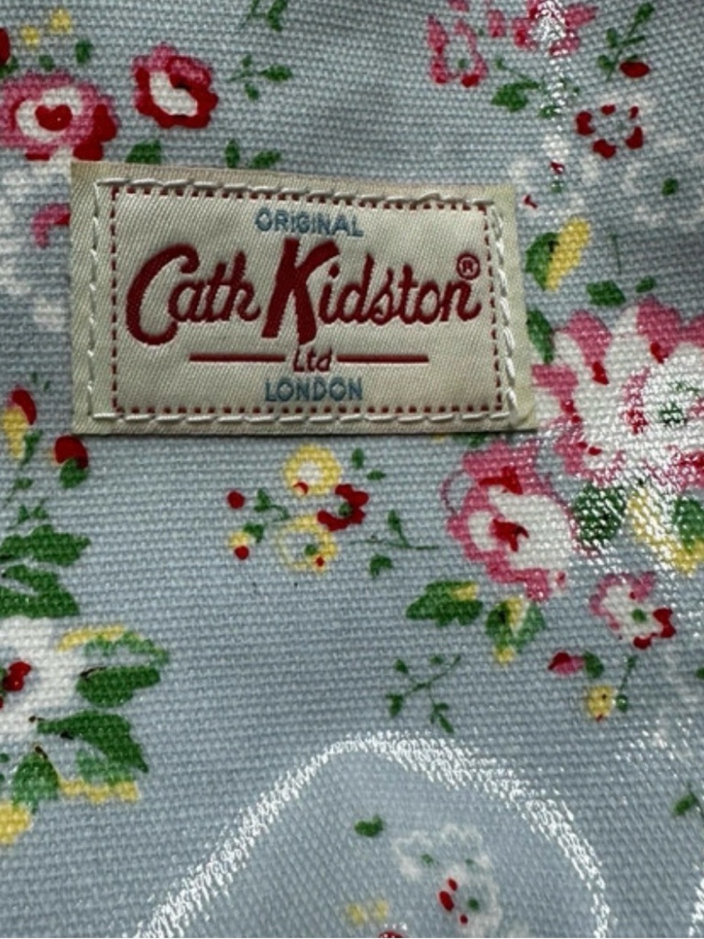 Cath Kidston London ~Pale Blue Floral Oilcloth Shoulder Bag - Picture 7 of 7